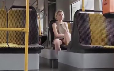 Amazing Blonde in Bus (downblouse and upskirt only slightly pantie)